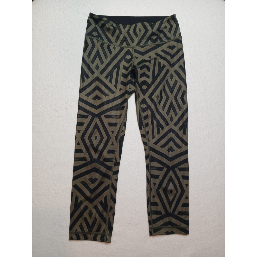 Lululemon Wunder Under Full On Luxtreme‎ Chevron Shuffle Fatigue Green Womens 4